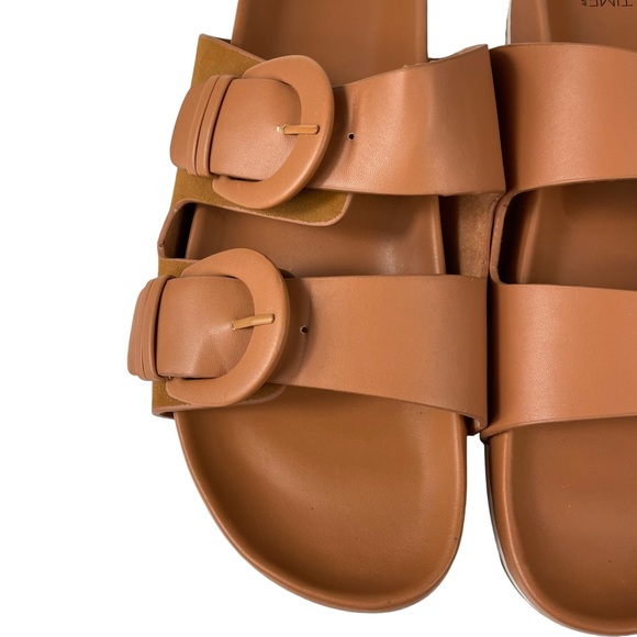 Time and Tru Brown Vegan Leather Buckle Strap Sz 10 Summer Beach Slip-on Sandals - Picture 8 of 16